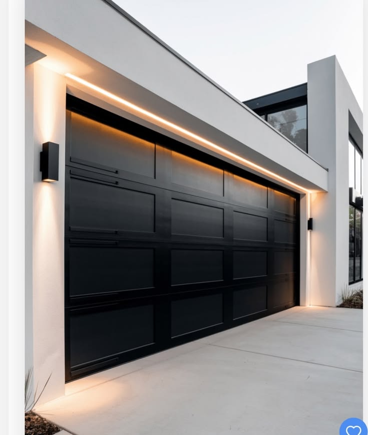 Modern smart garage door with LED lighting